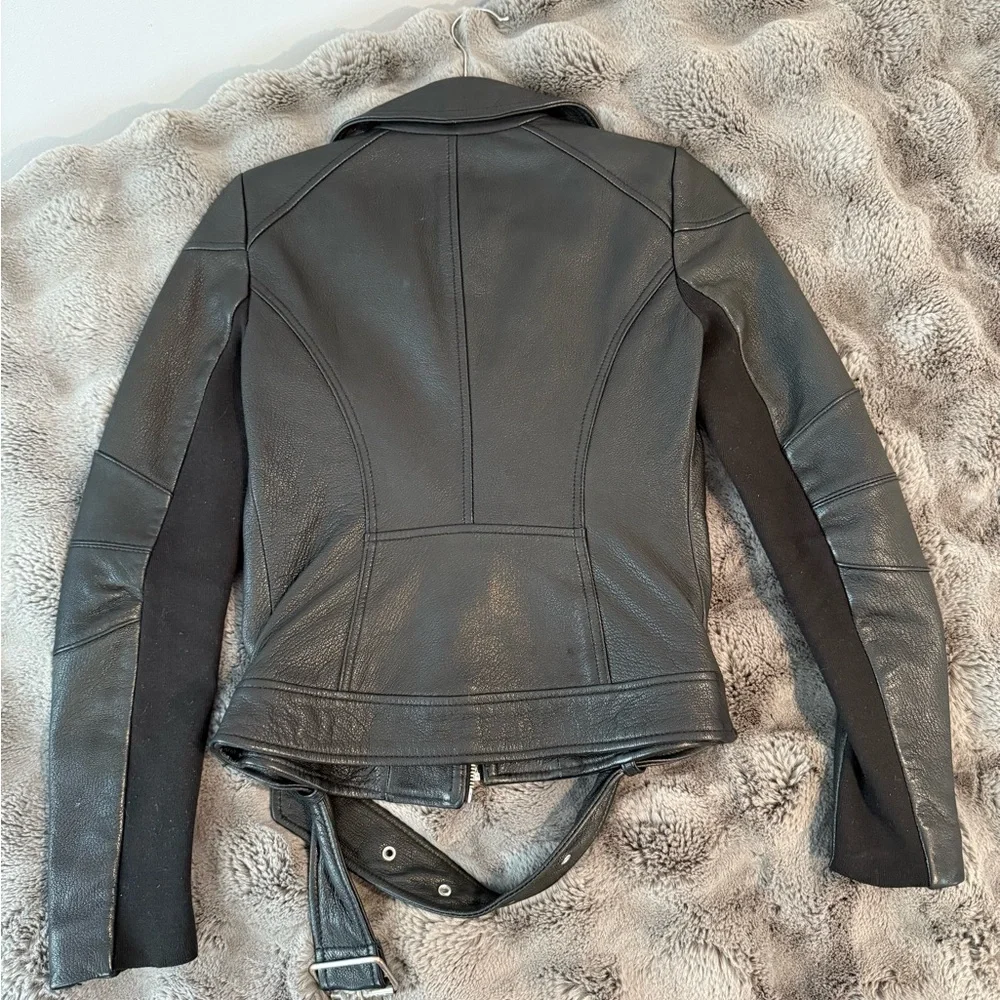BCBG Maxazria Black Leather Biker Jacket - Picture 5 of 6